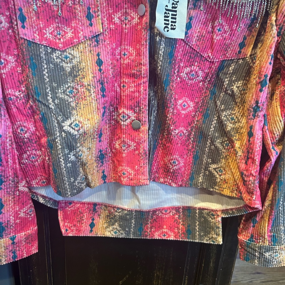 Savanna Jane Multicolor Button Down Jacket with Pockets - Size Large - Picture 9 of 11